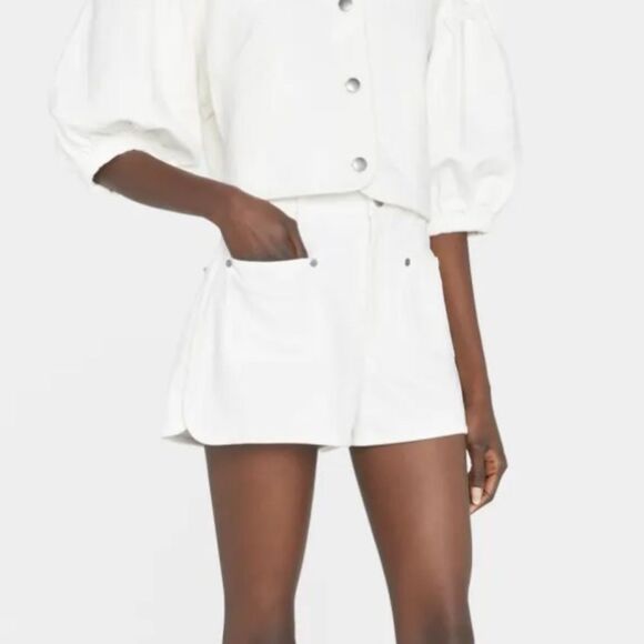 Tanya Taylor Blake White High Waisted denim Shorts NWT 12 - Picture 4 of 9